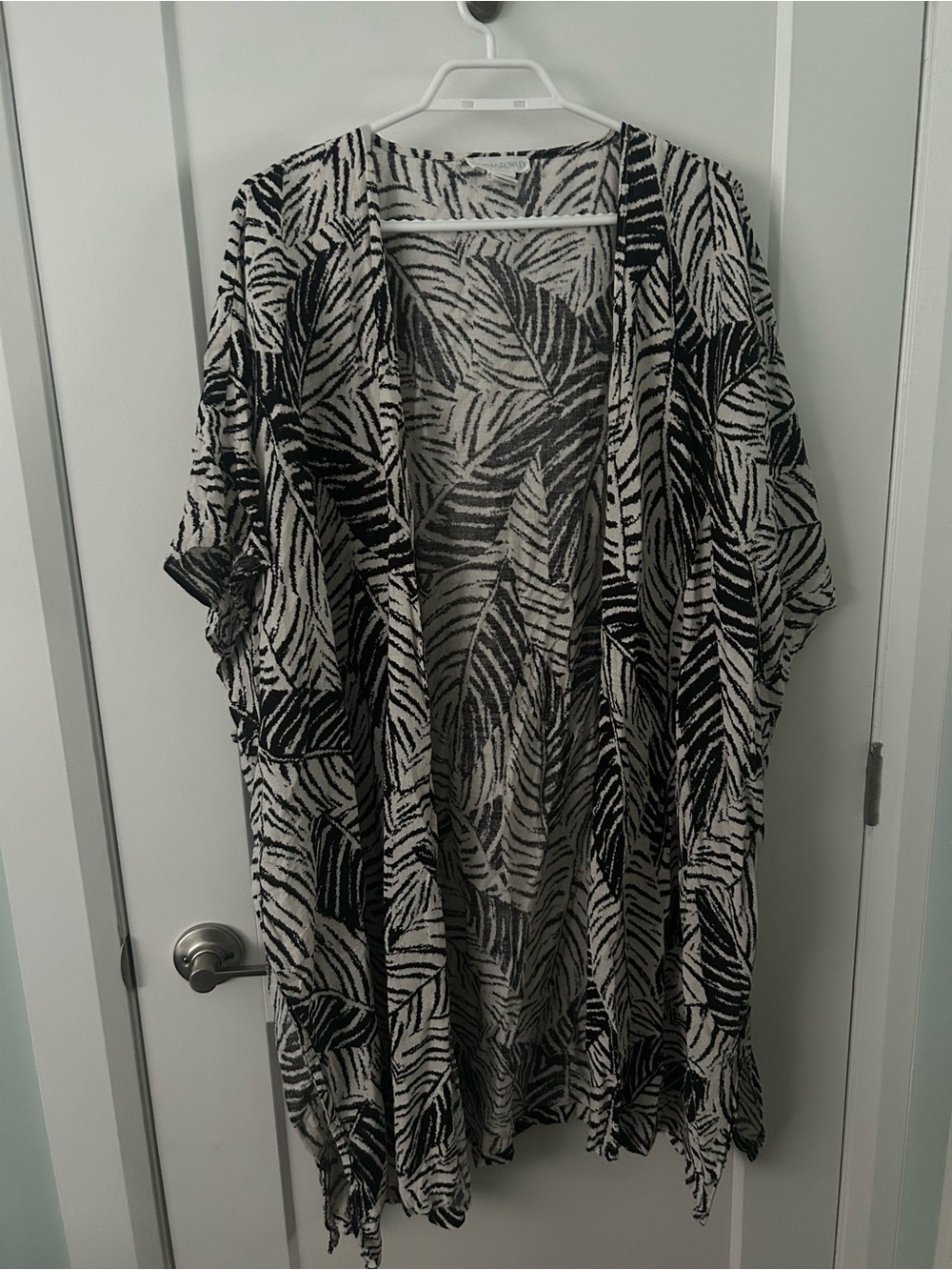 Cynthia Rowley Black and White Leaf-Print Cover-Up
